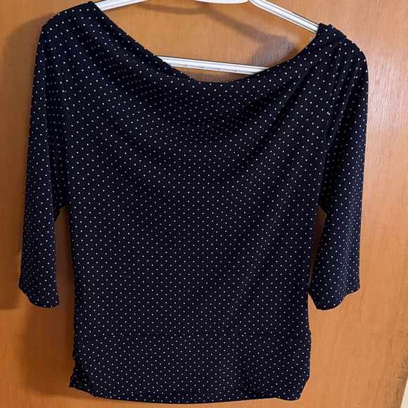 George Navy Polka Dot Scoop Neck Top - Picture 4 of 5